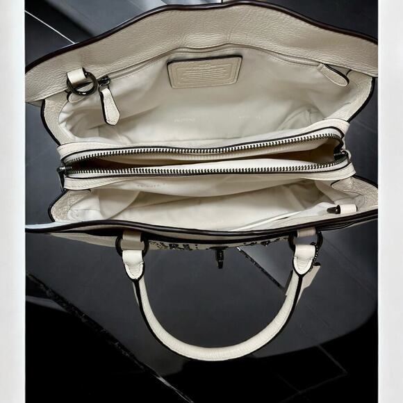 Coach 56832 Mercer Satchel 30 Polished Pebble Leather With Bandana Rivets - Picture 7 of 13